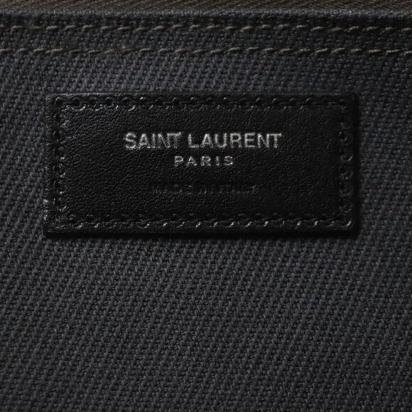 Saint Laurent Paris Rive Gauche N S Canvas Leather Tote Bag Dark Gray - Picture 10 of 12